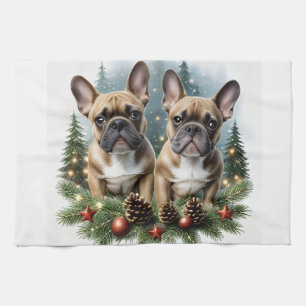 Französische Bulldogge Weihnachtskranz Bulldog Geschirrtuch