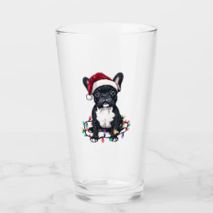 Französische Bulldogge Weihnachtslichter Xmas Hund Glas