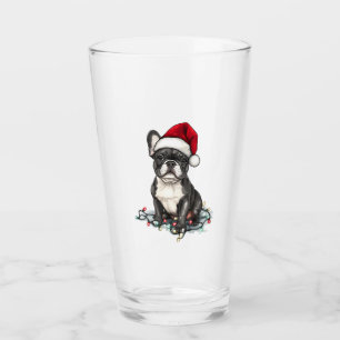 Französische Bulldogge Weihnachtslichter Xmas Hund Glas