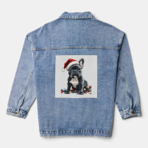 Französische Bulldogge Weihnachtslichter Xmas Hund Jeansjacke