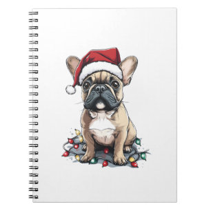 Französische Bulldogge Weihnachtslichter Xmas Hund Notizblock