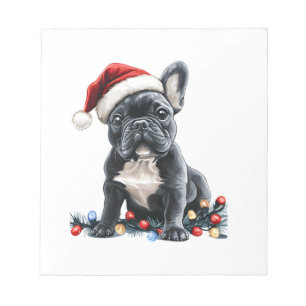 Französische Bulldogge Weihnachtslichter Xmas Hund Notizblock