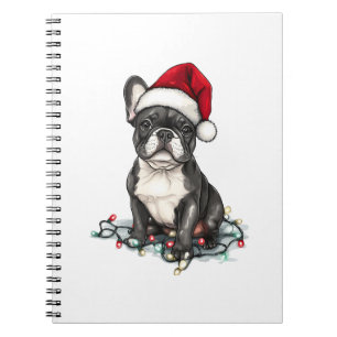 Französische Bulldogge Weihnachtslichter Xmas Hund Notizblock