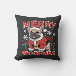 Französische Bulldogge Weihnachtsmann Hut Frohe We Kissen