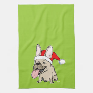 Französische Bulldogge Weihnachtsmann - niedliche Küchentuch