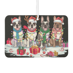 Französische Bulldogge-Weihnachtsmannmütze will We Autolufterfrischer