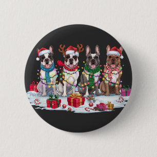 Französische Bulldogge-Weihnachtsmannmütze will We Button