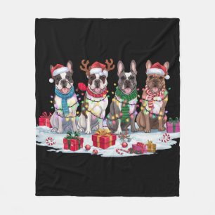 Französische Bulldogge-Weihnachtsmannmütze will We Fleecedecke