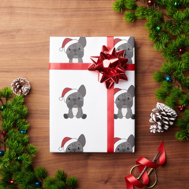 Französische Bulldogge Weihnachtsschneetiere Geschenkpapier (Feiertagsgeschenk)