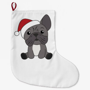 Französische Bulldogge Weihnachtsschneetiere Großer Weihnachtsstrumpf