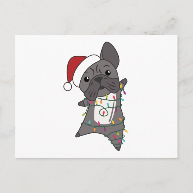 Französische Bulldogge Weihnachtsschneetiere Postkarte (Vorderseite)