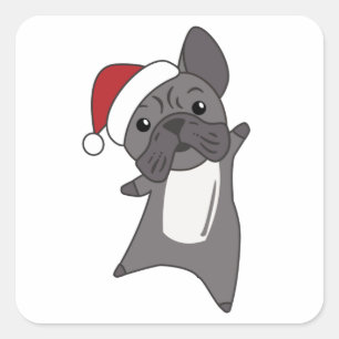 Französische Bulldogge Weihnachtsschneetiere Quadratischer Aufkleber