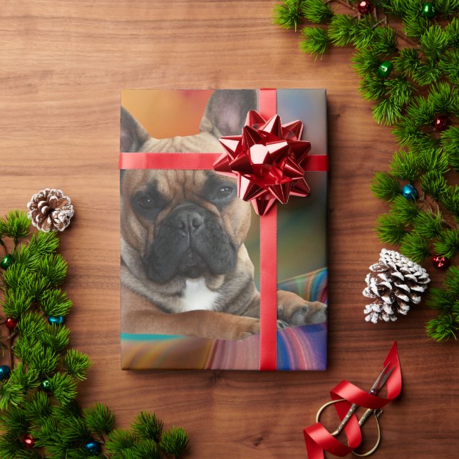 Französische Bulldogge Welpe French Bulldog  Geschenkpapier (Feiertagsgeschenk)