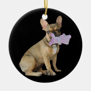 Französische Bulldogge Welpe French Bulldog Keramik Ornament