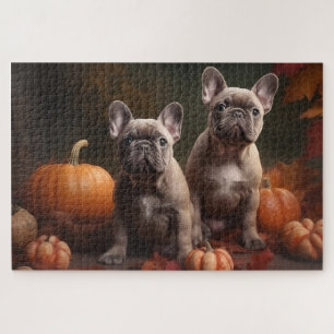 Französische Bulldogge Welpe Herbstfreude Kürbis