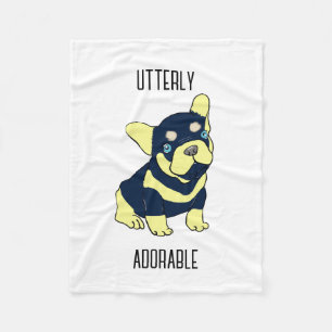 Französische Bulldogge-Welpen-Cartoon-Flanelldecke Fleecedecke