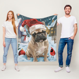 Französische Bulldogge Winter Wonderland Weihnacht Fleecedecke