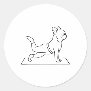 Französische Bulldogge Yoga Lustige Französin Runder Aufkleber
