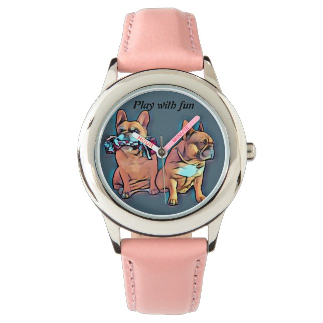 Französische Bulldogge zwei Freunde French Bulldog Armbanduhr (Vorderseite)