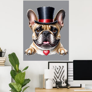 Französische Bulldogge Zylinder French Bulldog Poster