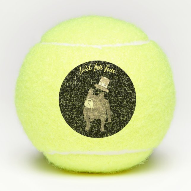 Französische Bulldogge Zylinder Neujahr Tennisbälle (Vorderseite)