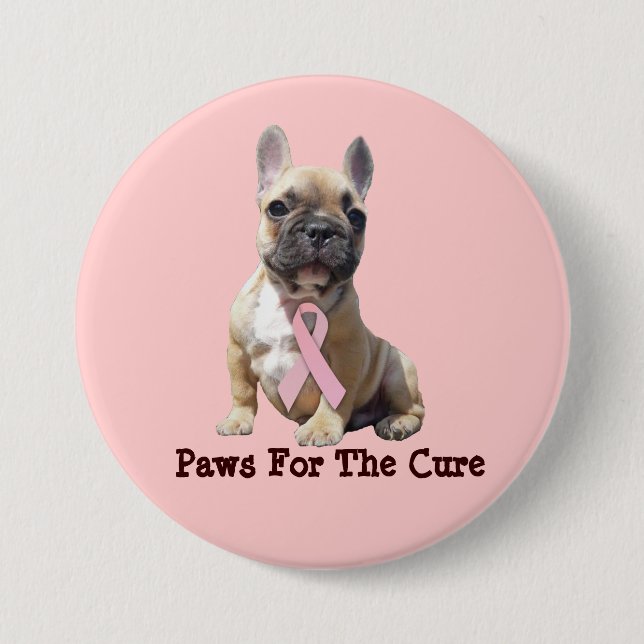 Französische Bulldoggen-Brustkrebs-Knopf Button (Vorderseite)