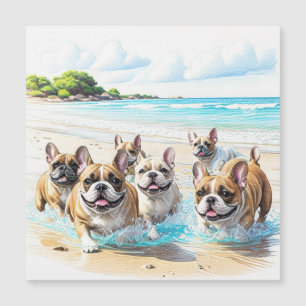 Französische Bulldoggen French Bulldog Rudel Sea Magnetkarte
