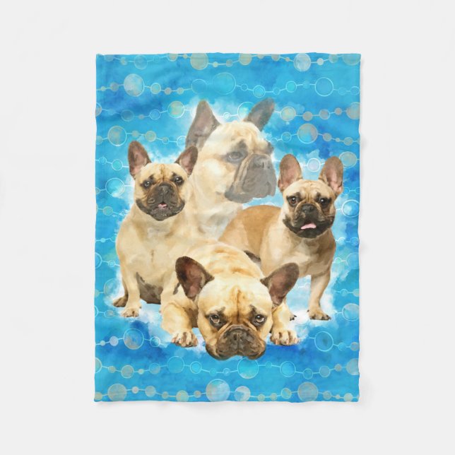 Französische Bulldoggen - Frenchie Collage Fleecedecke (Vorderseite)