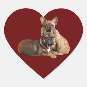 Französische Bulldoggen Friends French Bulldog Herz-Aufkleber