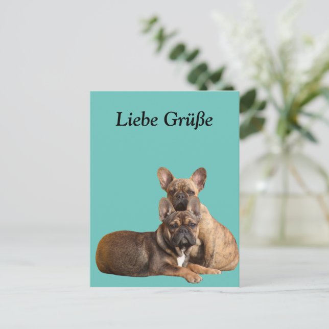 Französische Bulldoggen Friends French Bulldog Postkarte (Stehend Vorderseite)