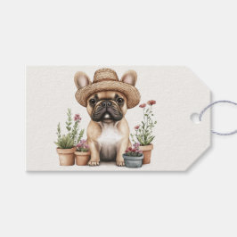 Französische Bulldoggen Gartenmöbel für Blume Geschenkanhänger