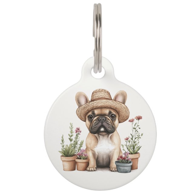 Französische Bulldoggen Gartenmöbel für Blume Haustiermarke (Vorderseite)