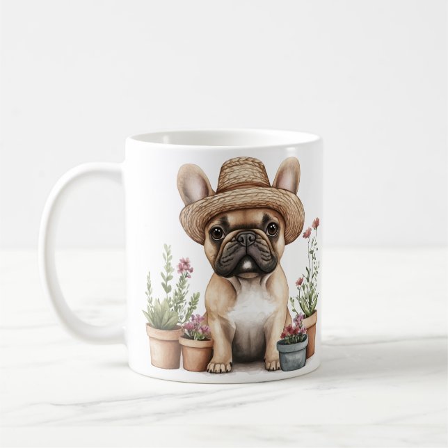 Französische Bulldoggen Gartenmöbel für Blume Kaffeetasse (Links)