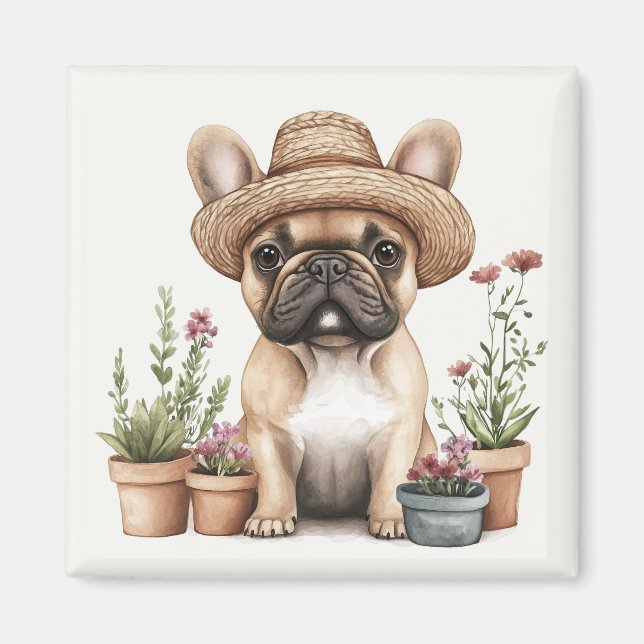 Französische Bulldoggen Gartenmöbel für Blume Magnet (Vorne)