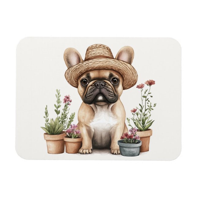 Französische Bulldoggen Gartenmöbel für Blume Magnet (Horizontal)