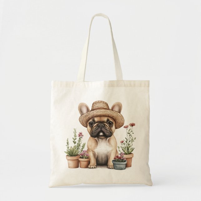 Französische Bulldoggen Gartenmöbel für Blume Tragetasche (Vorne)