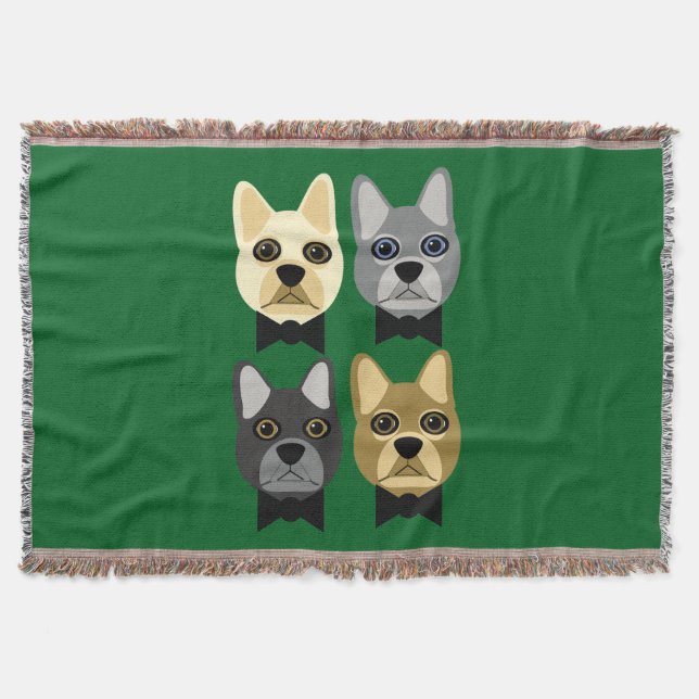 Französische Bulldoggen Grün Decke (Vorderseite)