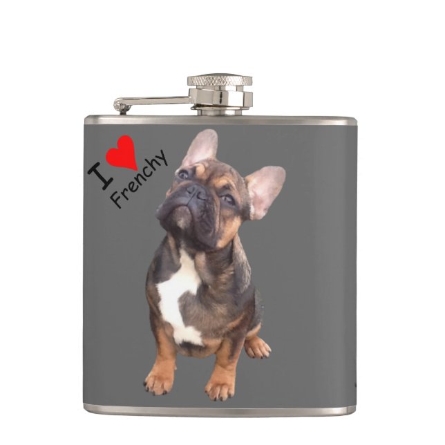 Französische Bulldoggen Herz French Bulldog  Flachmann (Vorderseite)