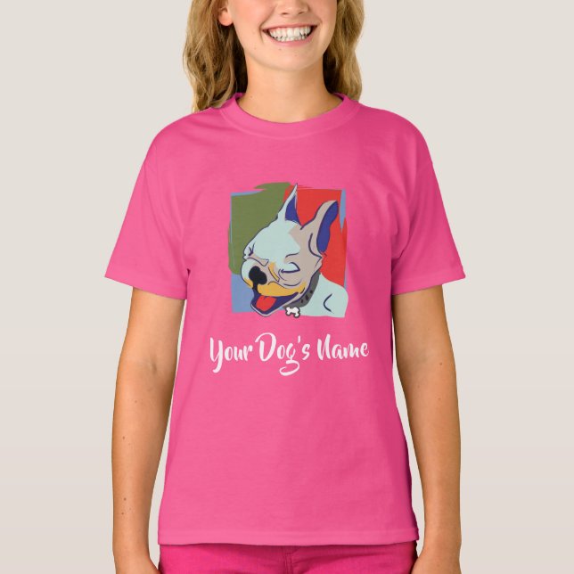Französische Bulldoggen-kundengerechter Hundename T-Shirt (Vorderseite)