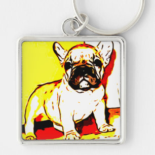 Französische Bulldoggen-Kunst Schlüsselanhänger