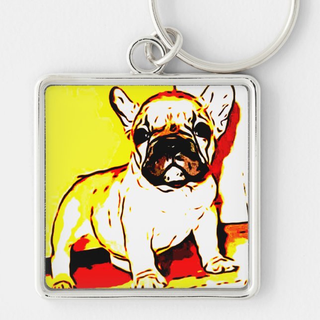 Französische Bulldoggen-Kunst Schlüsselanhänger (Vorne)