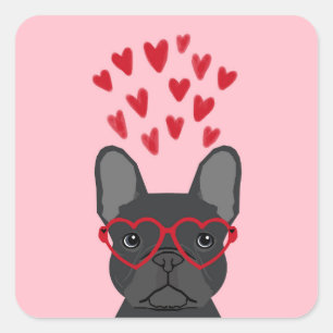 Französische Bulldoggen-Liebe-Aufkleber - Quadratischer Aufkleber