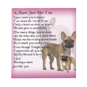 Französische Bulldoggen-Mama-Gedicht Notizblock