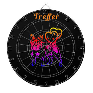 Französische Bulldoggen mit Herz French Bulldog Dartscheibe