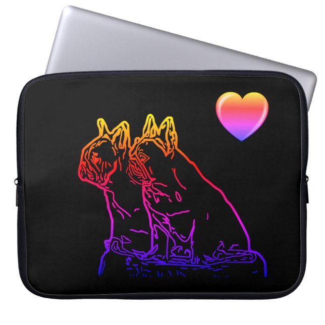 Französische Bulldoggen mit Herz French Bulldog Laptopschutzhülle (Vorderseite)