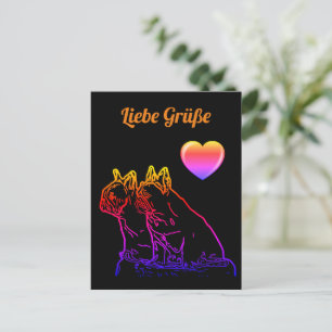 Französische Bulldoggen mit Herz French Bulldog Postkarte