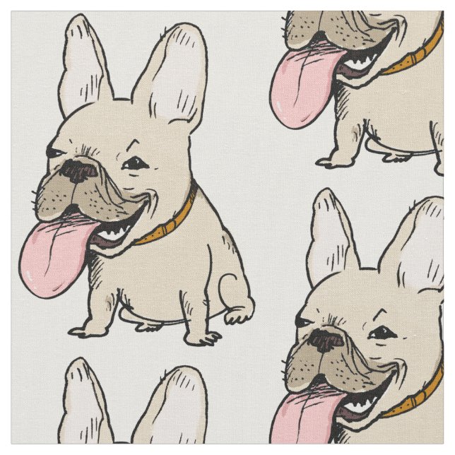 Französische Bulldoggen-Muster Stoff (Nahaufnahme)