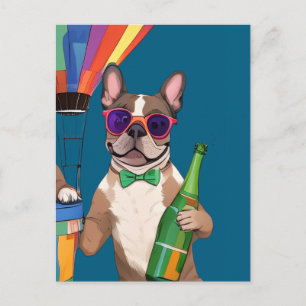 Französische Bulldoggen Neujahr French Bulldog Postkarte