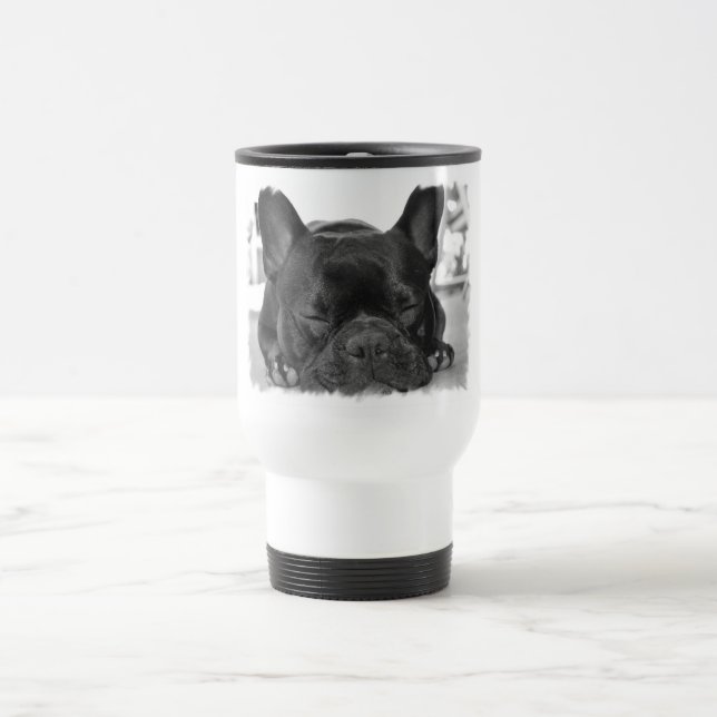 Französische Bulldoggen-Plastikreise-Tasse Reisebecher (Mittel)