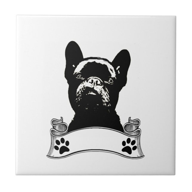 Französische Bulldoggen-Schablone personalisiert Fliese (Vorderseite)